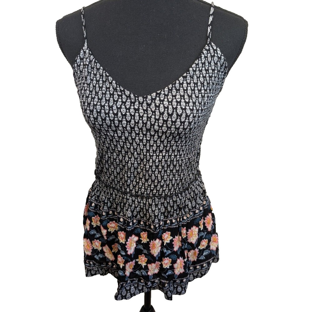 Patrons Of Peace Smocked Tank Top Cami Floral Boho Size Small